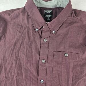 Todd‎ Snyder New York Mens Button  Chambray Down Shirt Size M Casual Burgundy